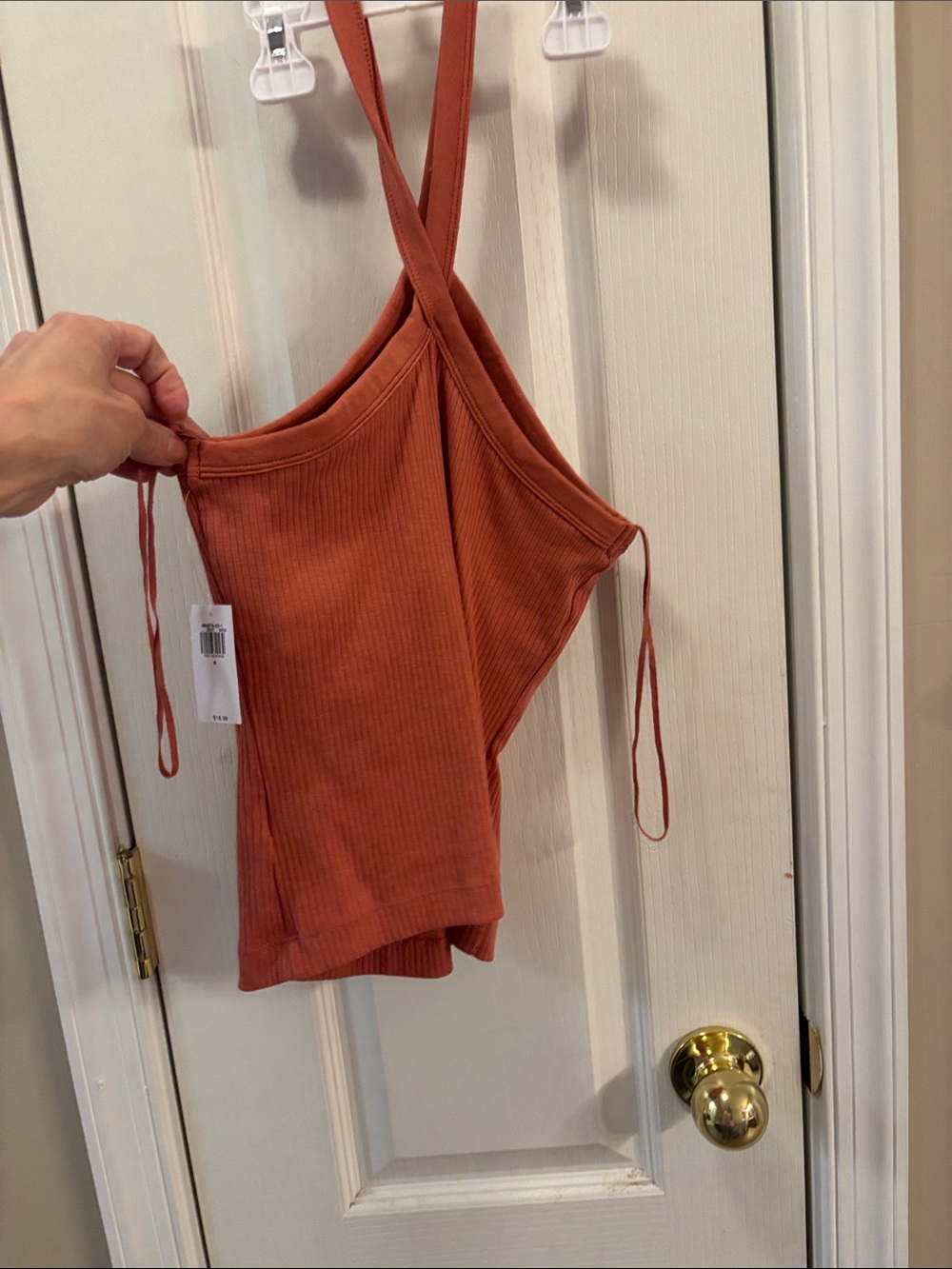 Old Navy Ribbed Rust-Orange Halter Tank size small - Picture 3 of 5